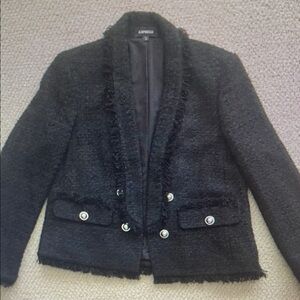 Elegant Black Fringed Blazer